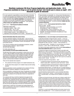 Manitoba Landowner Elk Draw Program Application