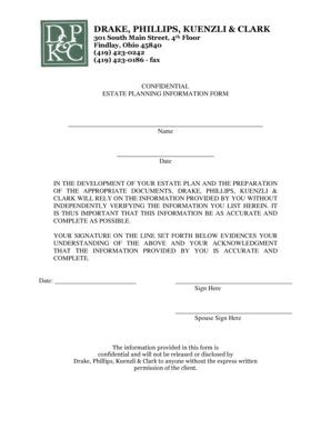 Estate Planning Information Form