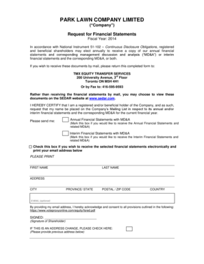 Request for Financial Statements