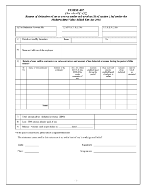 Maharashtra Value Added Tax Form 405