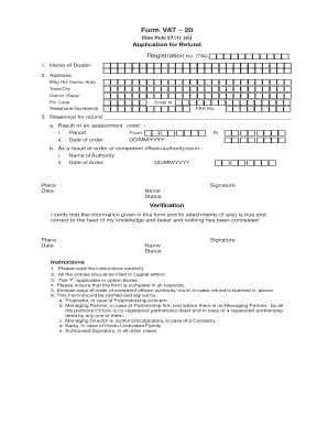 VAT Refund Application Form
