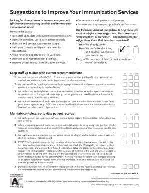 Immunization Services Improvement Checklist