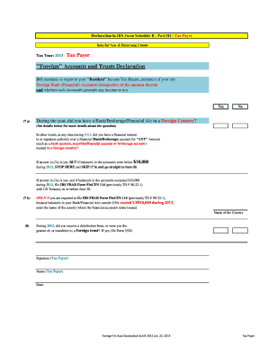 IRS Form Schedule B Part III - Foreign Accounts & Trusts Declaration
