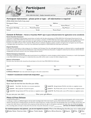 LPGA-USGA Girls Golf Participant Form
