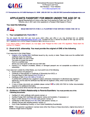 US Passport Application for Minor Under 16