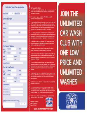 Unlimited Car Wash Club Application Terms and Conditions