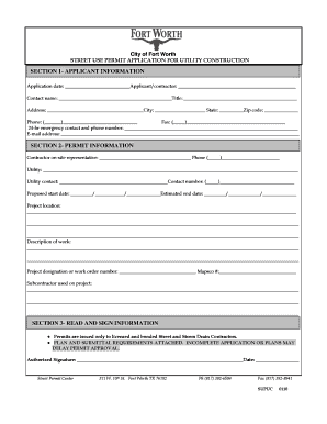City of Fort Worth Street Use Permit Application