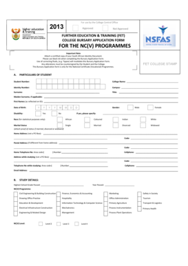 South African College Bursary Application Form