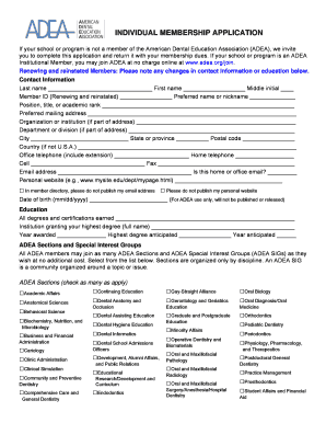 ADEA Individual Membership Application