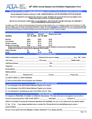 ADEA Annual Session and Exhibition Registration Form