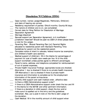 Dissolution WChildren Checklist - Cuyahoga County Ohio - domestic cuyahogacounty