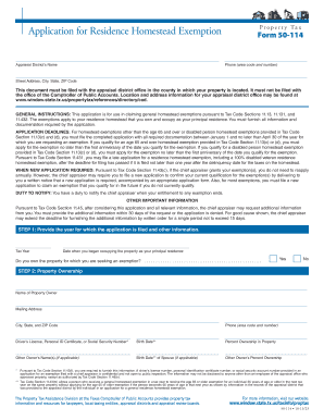 Texas Residence Homestead Exemption Application