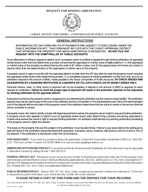 Texas Request for Binding Arbitration