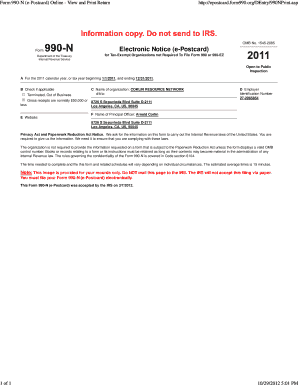 Form 990-N e-Postcard