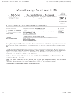 Form 990-N (e-Postcard) for Tax-Exempt Organizations