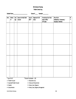 Form 13 patient contact log - Ball State University