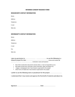 Informed Consent Research Form