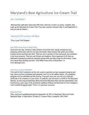 Maryland Ice Cream Trail Passport