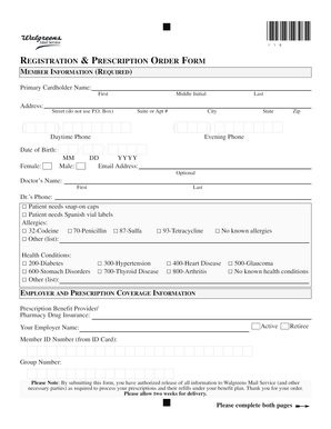 Walgreens Mail Service Registration & Prescription Order Form