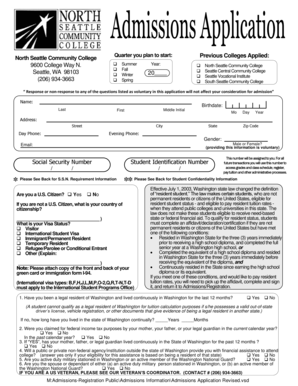 North Seattle Community College Admissions Application
