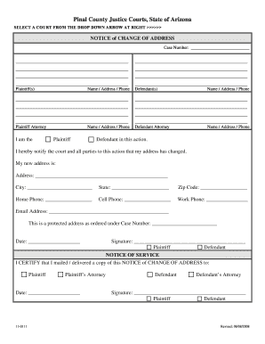 Arizona Notice of Change of Address