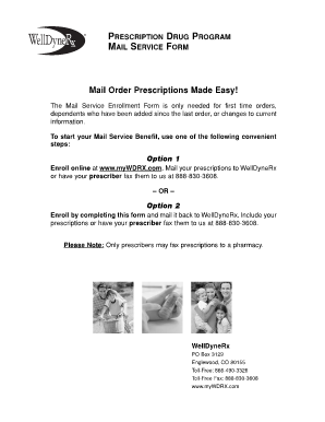 WellDyneRx Mail Service Enrollment Form
