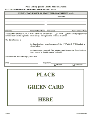 Arizona Evidence of Service by Registered or Certified Mail