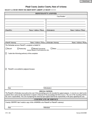 Defendant’s Answer Form