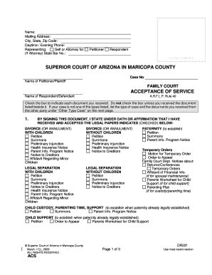 Arizona Acceptance of Service Form