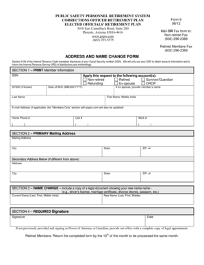 Arizona Corrections Officer Retirement Plan Form 9