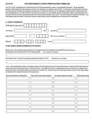 2014-2015 Dependent Verification Form