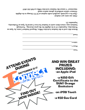 SUNY Orange I-CONNECT WEEK Prize Entry Form