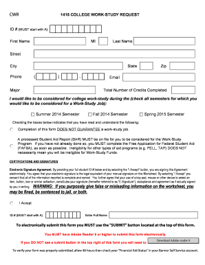 College Work-Study Request Form