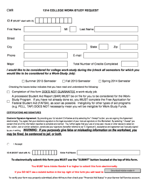 College Work-Study Request Form