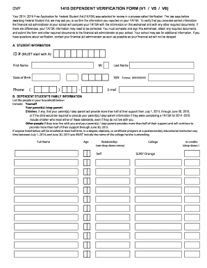 Dependent Verification Form