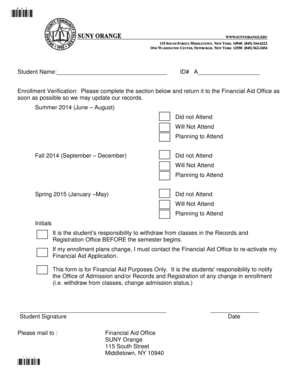 Student Enrollment Verification Form