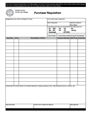 Purchase requisition form