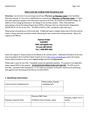 Pharmacy Disclosure Form for CoverKids