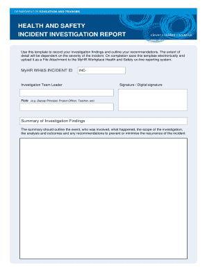 Template for Health and Safety Incident Investigation Template for Health and Safety Incident Investigation