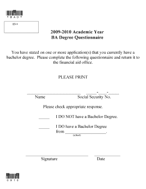 Bachelor Degree Questionnaire