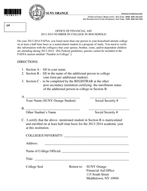 FAFSA Number in College Verification Form