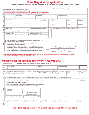 US Federal Voter Registration Form