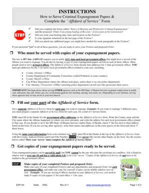 Minnesota Criminal Expungement Affidavit of Service Form