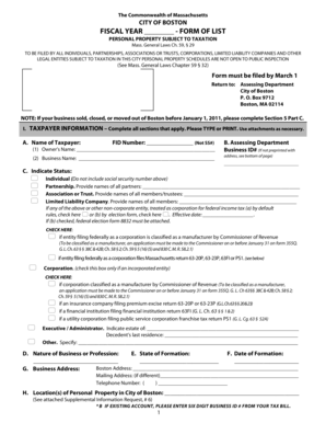 Massachusetts Personal Property Tax Form