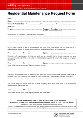 Residential Maintenance Request Form