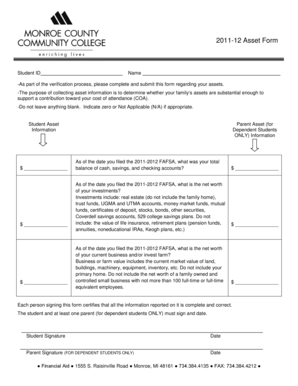 2011-12 Student Asset Form