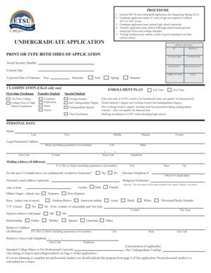 East Tennessee State University Undergraduate Application
