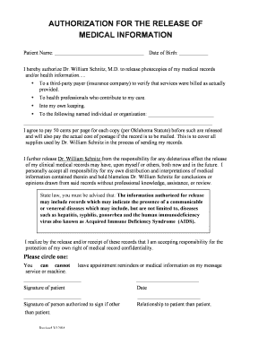 Authorization for Release of Medical Information