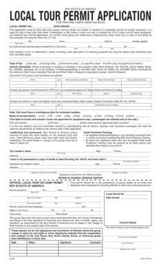 Boy Scouts of America Local Tour Permit Application