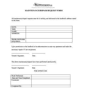 Maintenance Repair Request Form